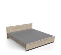 PEGANE Lit 2 Places Couchage 180x200 Couleur chêne - Largeur 188,3 x Profondeur 204,3 x Hauteur 71,7 cm