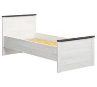 PEGANE Lit 90x200 Lit 1 Place Coloris Gris Mélèze Clair/Pin larico - Longueur 207 x Profondeur 100,5 x Hauteur 95 cm