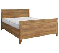 PEGANE Lit adule Double 160x200 lit 2 Places Coloris Mélèze doré - Longueur 204,5 x Profondeur 165,5 x Hauteur 78,5-102,5 cm