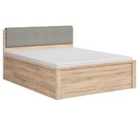 PEGANE Lit Adulte 160 cm avec tête de lit rembourrée capitonnée Gris et 2 tiroirs de Rangement - Longueur 208 x Largeur 168 x Hauteur 50-100 cm