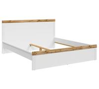 PEGANE Lit Adulte 180 x 200 lit 2 Places, Coloris Blanc/Chêne wotan - Longueur 204,5 x Profondeur 189 x Hauteur 40,5-100,5 cm