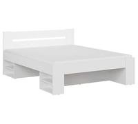 PEGANE Lit Adulte 2 Places 160 x 200 cm avec des étagères de Rangement Coloris Blanc - Longueur 204,5 x Largeur 165 x Hauteur 47,5-85,5 cm