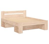 PEGANE Lit Adulte 2 Places 160 x 200 cm avec des étagères de Rangement Coloris Chêne Sonoma - Longueur 204,5 x Largeur 165 x Hauteur 47,5-85,5 cm