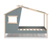 PEGANE Lit cabane pour Enfant Coloris Vert Kaki, Blanc ciré, Couchage 90 x 190 cm - Longueur 215 x Profondeur 103 x Hauteur 158 cm