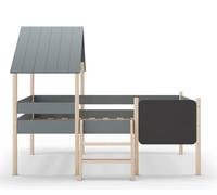 PEGANE Lit cabane pour Enfant en Bois Coloris Blanc ciré et Vert Kaki, Couchage 90 x 190 cm - Longueur 203 x Profondeur 123 x Hauteur 164 cm