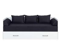 PEGANE Lit, canapé Convertible 80-160x200 cm Coloris Blanc Brillant avec Coffre de Rangement, Matelas et 3 oreillers Gris Anthracite - Longueur 200,5 x Profondeur 79/154 x Hauteur 73 cm