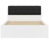 PEGANE Lit Coffre 140x200 tête rembourée Noir avec sommier et Rangement, Coloris Blanc Brillant - Longueur 204,5 x Profondeur 149 x Hauteur 95/40,5 cm