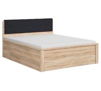 PEGANE Lit Coffre 160x200 avec sommier Coffre et tête de lit capitonnée Noir, Coloris Blanc Brillant - Longueur 204,5 x Profondeur 169 x Hauteur 95/40,5 cm