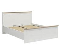 PEGANE Lit Coffre 180x200 lit Adulte 2 Places avec sommier et Rangement, Coloris Blanc pin Andersen/Chêne Clair - Longueur 208,5 x Profondeur 185 x Hauteur 110,5/57,5 cm