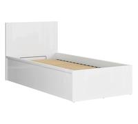 PEGANE Lit Coffre 90x200 avec sommier et Rangement, Coloris Blanc Brillant - Longueur 204,5 x Profondeur 99 x Hauteur 95/40,5 cm