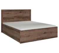 PEGANE Lit Coffre Adulte 2 Places 140x200 avec Cadre sommier et Rangement, Coloris Chêne Marron foncé - Longueur 206,5 x Profondeur 149,5 x Hauteur 41-105,5 cm