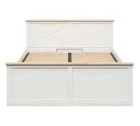PEGANE Lit Coffre avec Rangement, lit Double 2 Places 180x200 cm avec sommier Coloris Pin Andersen Blanchi/chêne Artisan - Longueur 208 x Profondeur 188 x Hauteur 57-95 cm