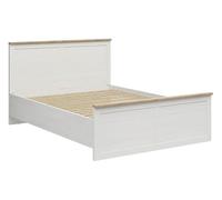 PEGANE Lit Double 160x200 lit Adulte 2 Places, Coloris Blanc pin Andersen/Chêne Clair - Longueur 208,5 x Profondeur 165 x Hauteur 110,5/57,5 cm
