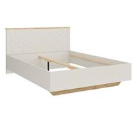 PEGANE Lit Double 160x200 lit Adulte 2 Places, Coloris Chêne mauvella/Beige - Longueur 210,5 x Profondeur 167 x Hauteur 110/42,5 cm