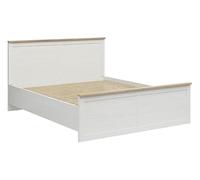 PEGANE Lit Double 180x200 lit Adulte 2 Places, Coloris Blanc pin Andersen/Chêne Clair - Longueur 208,5 x Profondeur 185 x Hauteur 110,5/57,5 cm
