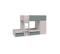 PEGANE Lit Enfant superposé réversibles en 4 différentes Positions Coloris Vert/Cachemire - Longueur 255 x Hauteur 152 x Profondeur 111 cm