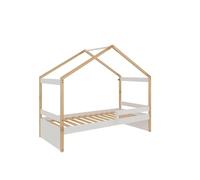 PEGANE Lit gigogne pour Enfant Style Maison Coloris Blanc avec sommier - Longueur 195 x Hauteur 150 x Profondeur 97 cm