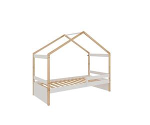 PEGANE Lit gigogne pour Enfant Style Maison Coloris Blanc avec sommier - Longueur 195 x Hauteur 150 x Profondeur 97 cm