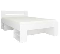 PEGANE Lit Simple 1 Place 140 x 200 cm pour Enfant avec des étagères de Rangement Coloris Blanc - Longueur 204,5 x Largeur 145,5 x Hauteur 47,5-85,5 cm