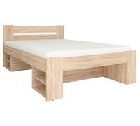 PEGANE Lit Simple 1 Place 140 x 200 cm pour Enfant avec des étagères de Rangement et 3 Tiroirs Coloris Chêne Sonoma - Longueur 204,5 x Largeur 145,5 x Hauteur 47,5-85,5 cm