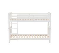 PEGANE Lit Simple superposé avec échelle en Bois Coloris Blanc - Longueur 200 x Hauteur 140 x Profondeur 99 cm