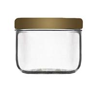PEGANE Lot de 12 bocaux Terrines en Verre, capacité 450 ML, 79,25 x 100mm,Capsules dorés stérilisables 100mm avec Flip incluses - IRIOS -