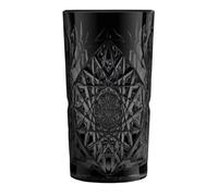 PEGANE Lot de 12 Verre long à cocktails STAR taillé noir, verre à boisson jus et eau 47.5cl - Dimension : 8.3x15cm