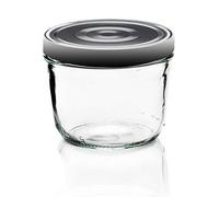 PEGANE Lot de 18 bocaux Terrines en Verre Transparent, capacité 230 ML, 67 x 82mm,Capsules argentés stérilisables 82mm avec Flip incluses - IRIOS -