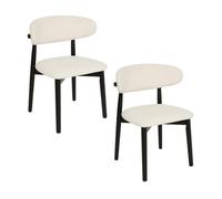 PEGANE Lot de 2 chaises Coloris Blanc et Structure Bois Noir - Longueur 51 x Profondeur 56 x Hauteur 78 cm