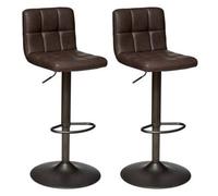 PEGANE Lot de 2 Chaises de Bar Hautes Ajustables en Cuir, Coloris Marron - Longueur 45 x Profondeur 52 x Hauteur 104 cm