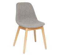 PEGANE Lot de 2 chaises de Bureau avec Assise en Polyester Coloris Gris et Pieds en Bois Naturel - Longueur 48,5 x Profondeur 54,5 x Hauteur 86 cm