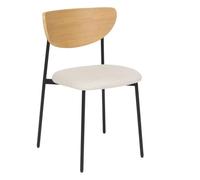 PEGANE Lot de 2 chaises de Bureau avec Assise en Tissu Beige et Pieds en métal Noir - Longueur 50 x Profondeur 50 x Hauteur 81 cm