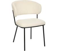 PEGANE Lot de 2 chaises de Salle à Manger en Tissu Chenille avec Pieds en métal Noir, Couleur Blanche - Longueur 58 x Profondeur 54 x Hauteur 79 cm