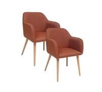 PEGANE Lot de 2 chaises Style Fauteuil avec des Pieds en Bois, Coloris Ambre - Longueur 60 x Profondeur 57 x Hauteur 83,5 cm