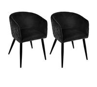 PEGANE Lot de 2 fauteuils en Velours avec Pieds en métal, Coloris Noir - Longueur 55 x Profondeur 55 x Hauteur 76 cm
