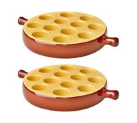 PEGANE Lot de 2 poêlons à escargots 12 Trous en Porcelaine Plat pour escargots avec poignée,Passe au Four et Lave-Vaisselle - 18 x 3,2 cm