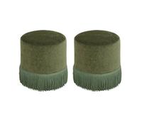 PEGANE Lot de 2 Pouf Chenille en Velours Vert - Diamètre 37,5 x Profondeur 37,5 x Hauteur 37,8 cm