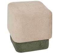 PEGANE Lot de 2 Poufs carrés empilables Coloris Sable et Vert - Longueur 41 x Profondeur 41 x Hauteur 42 cm