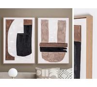 PEGANE Lot de 2 Tableaux Peinture à l'huile,Peinte à la Main Abstraite avec Cadre en Bois Coloris doré - Longueur 120 x Profondeur 4 x Hauteur 90 cm