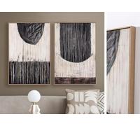 PEGANE Lot de 2 Tableaux Peinture à l'huile,Peinte à la Main Abstraite avec Cadre en Bois - Longueur 120 x Profondeur 4 x Hauteur 90 cm