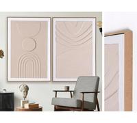PEGANE Lot de 2 Tableaux Peinture à l'huile,Peinte à la Main Abstraite avec Cadre en Bois - Longueur 120 x Hauteur 90 x Profondeur 4 cm