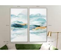 PEGANE Lot de 2 Tableaux Peinture à l'huile,Peinte à la Main Abstraite avec Cadre en Bois -Longueur 120 x Profondeur 3,5 x Hauteur 120 cm