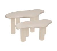 PEGANE Lot de 2 Tables Basse Coloris Ivoire - Longueur 80/100 x Largeur 46,5/60 x Hauteur 30/40 cm