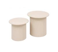 PEGANE Lot de 2 Tables d’appoint Rondes avec des Pieds cannelés, Coloris Beige - Diamètre 40 x Profondeur 38 cm