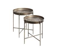 PEGANE Lot de 2 Tables d'appoint avec Pieds Rabattable en métal Noir-cuivré balayé