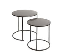 PEGANE Lot de 2 Tables d'appoint Rondes Table Basse en métal Coloris Gris/Noir
