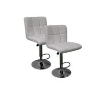 PEGANE Lot de 2 Tabourets de Cuisine, Tabouret de Bar Haut en Similicuir Blanc réglable avec Repose-Pieds chromé - Longueur 44 x Hauteur 93 x Largeur 44 cm