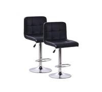 PEGANE Lot de 2 Tabourets de Cuisine, Tabouret de Bar Haut en Similicuir Noir réglable avec Repose-Pieds chromé - Longueur 44 x Hauteur 93 x Largeur 44 cm