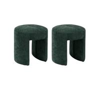 PEGANE Lot de 2 Tabourets Pouf revêtu en Tissu Vert - Longueur 38 x Profondeur 38 x Hauteur 38 cm