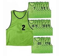 PEGANE Lot de 20 chasubles numérotées Recto-Verso de 1 à 20 de Taille Large, Gilet d'entrainement Couleur Vert